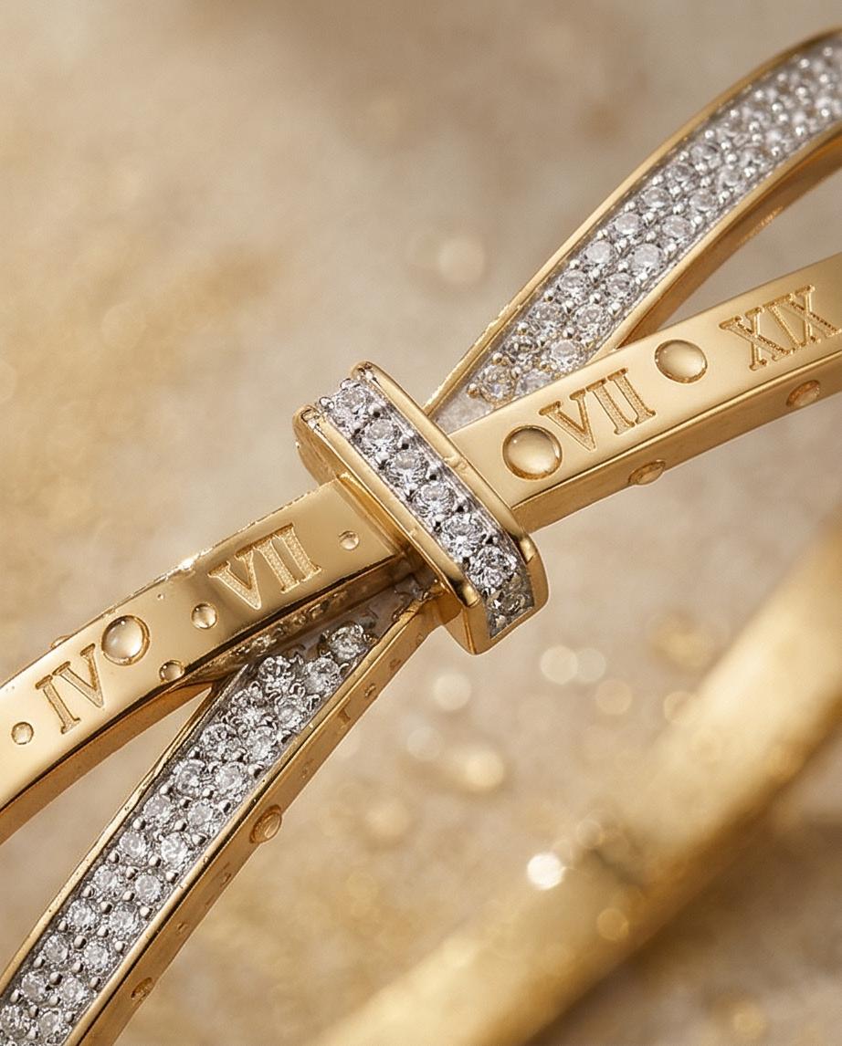 Bracelete Romano Zircônia Banhado em Ouro 18K - Imagem 2