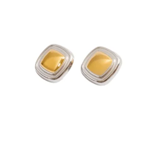 Brinco Square Lumière com Mix de Banhos Dourado e Prata