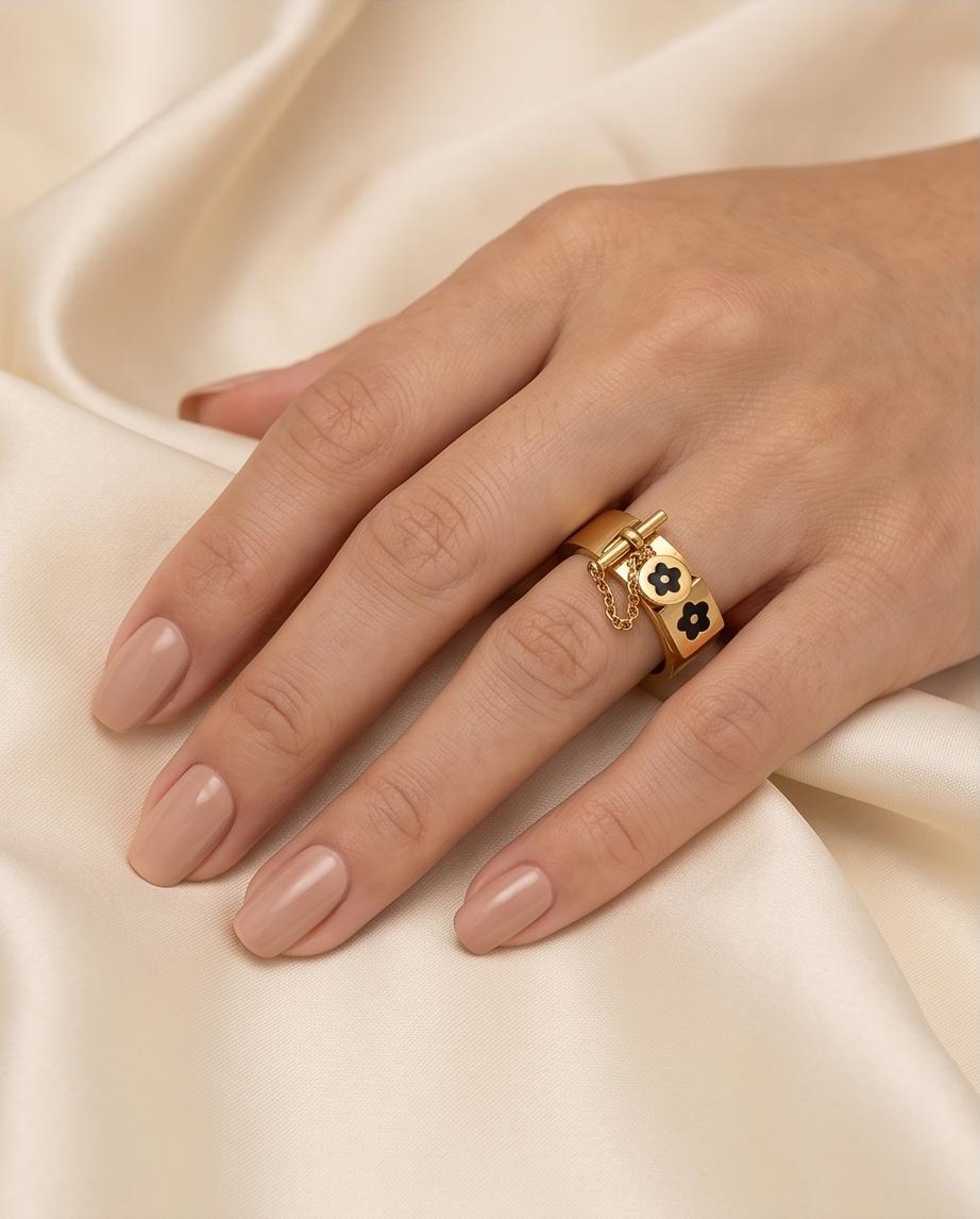 Anel Luminosidade Floral Banhado em Ouro 18K - Imagem 5