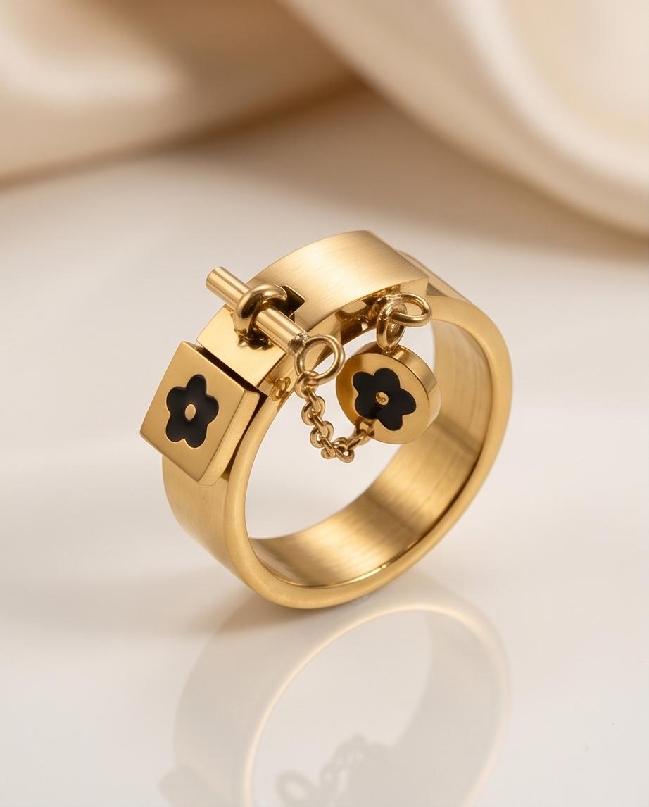 Anel Luminosidade Floral Banhado em Ouro 18K - Imagem 3