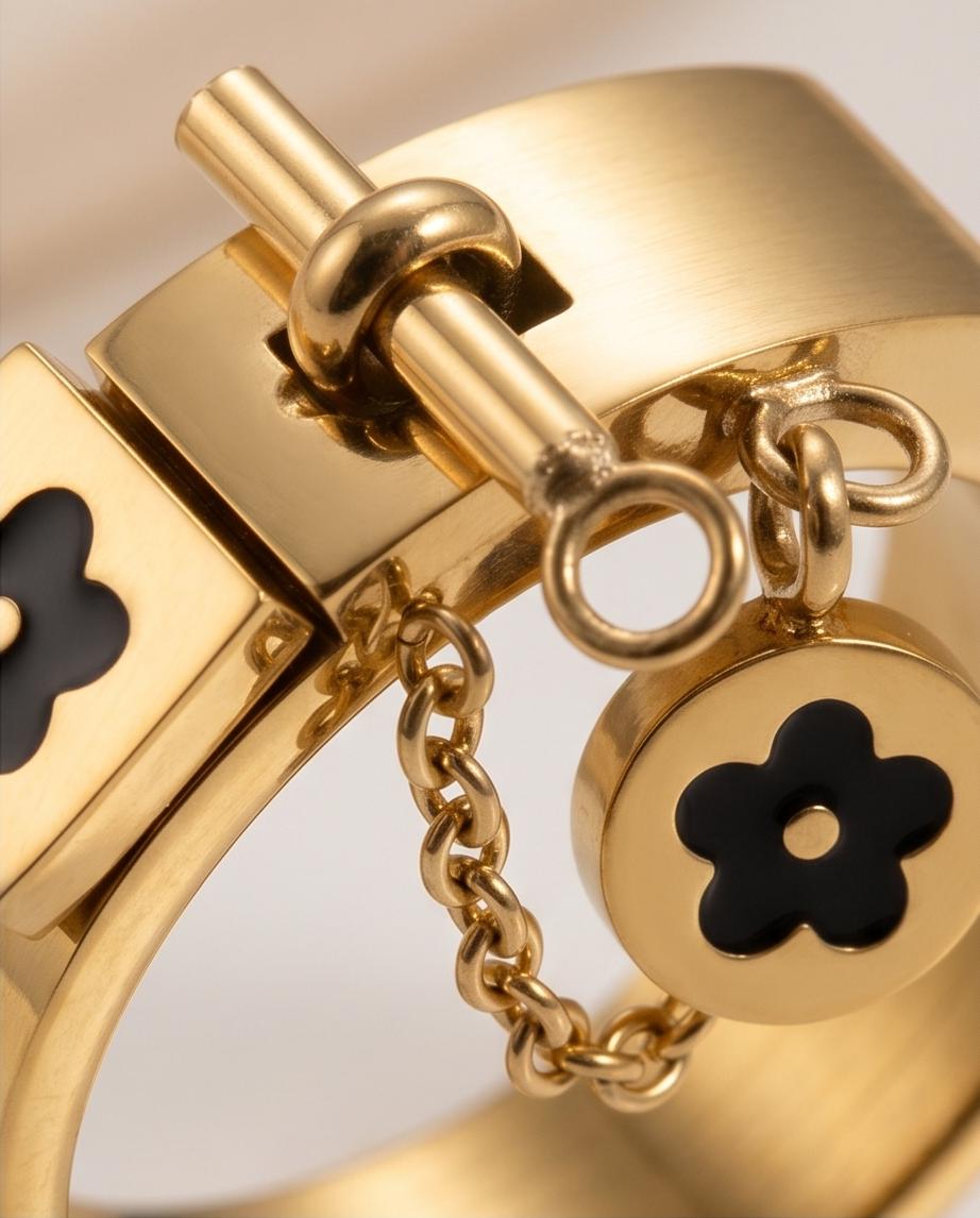 Anel Luminosidade Floral Banhado em Ouro 18K - Imagem 4