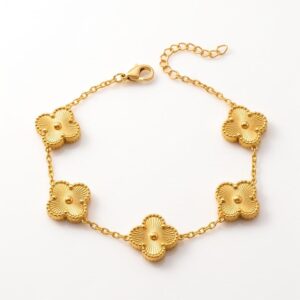Pulseira Trevo Dourado Banhada em Ouro 18K