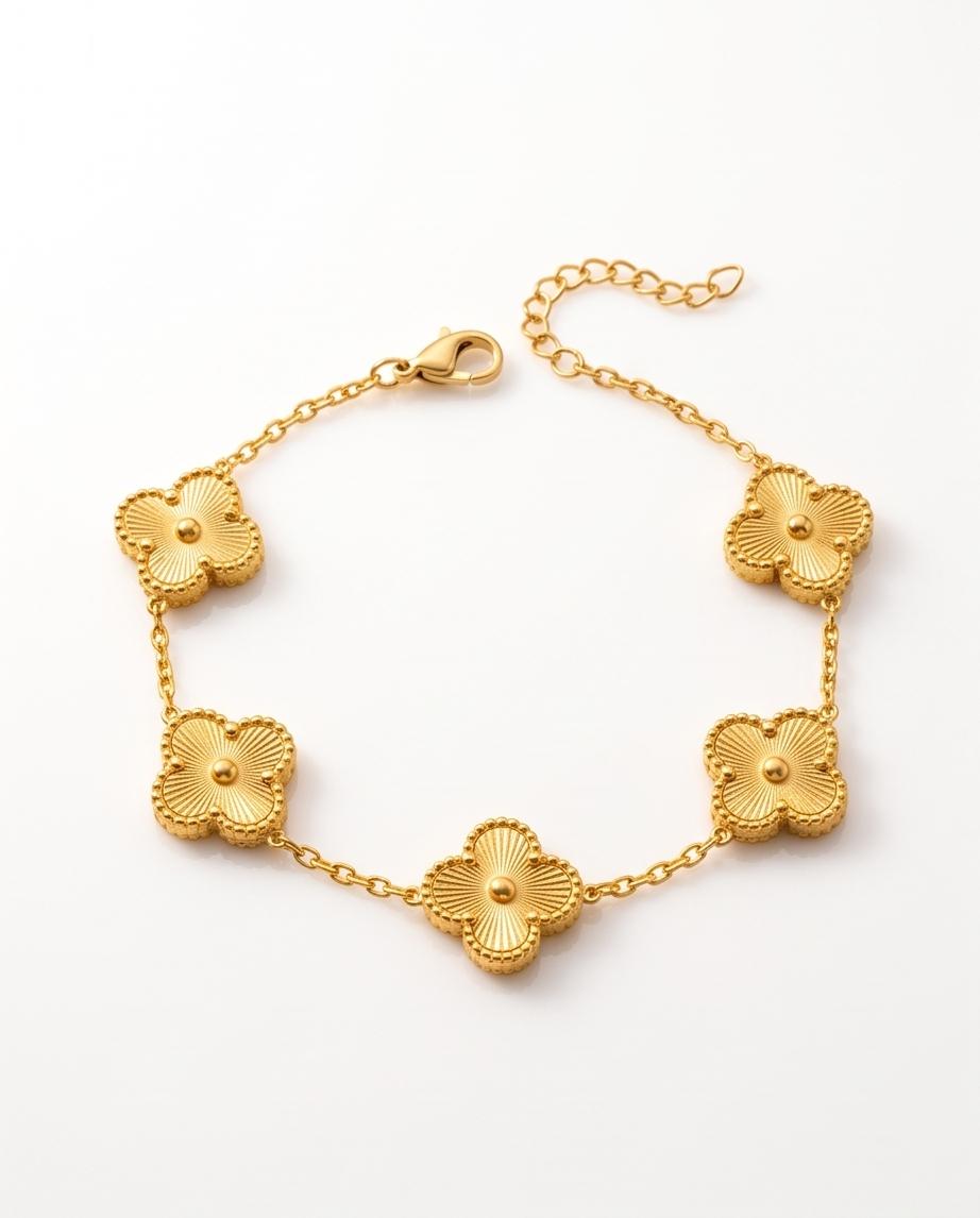 Pulseira Trevo Dourado Banhada em Ouro 18K